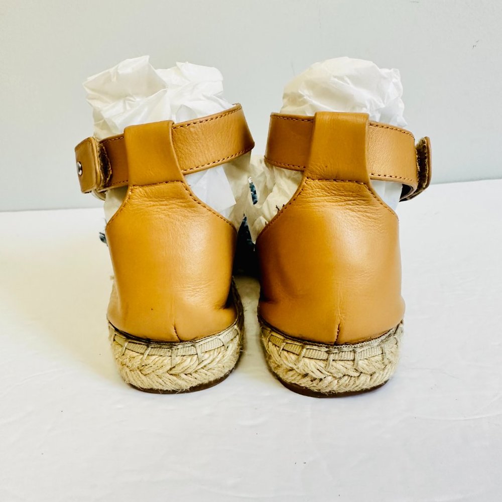 LIKE NEW REBECCA MINKOFF DENIM ANKLE WRAP FRINGE ESPADRILLES - Picture 4 of 9